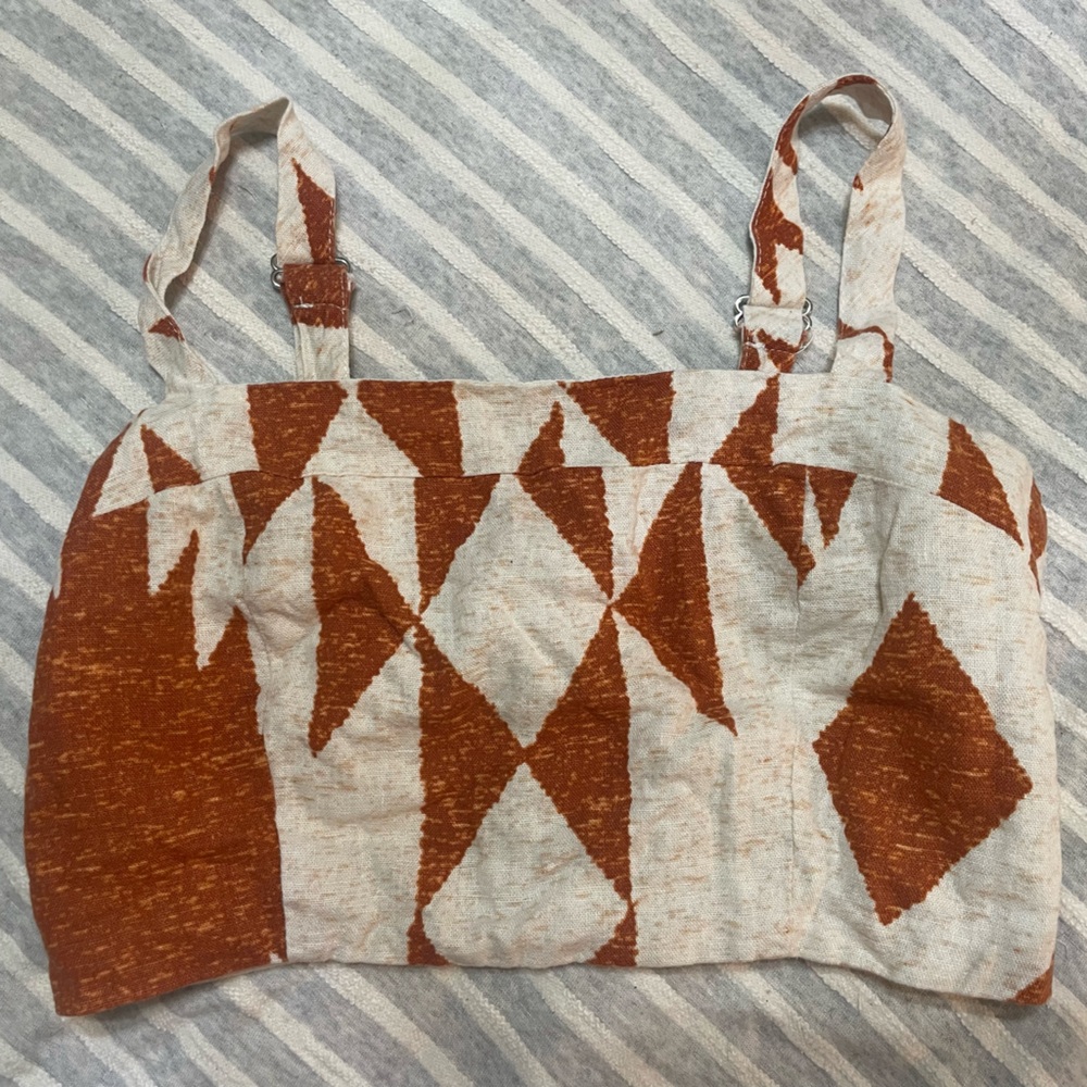 Forever 21 Rust Orange and Cream Geometric Western Crop Top